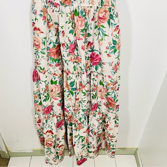 NEW Anthropologie Somerset Maxi Dress Puff-Sleeve Edition Neutral Motif Floral - Picture 5 of 9